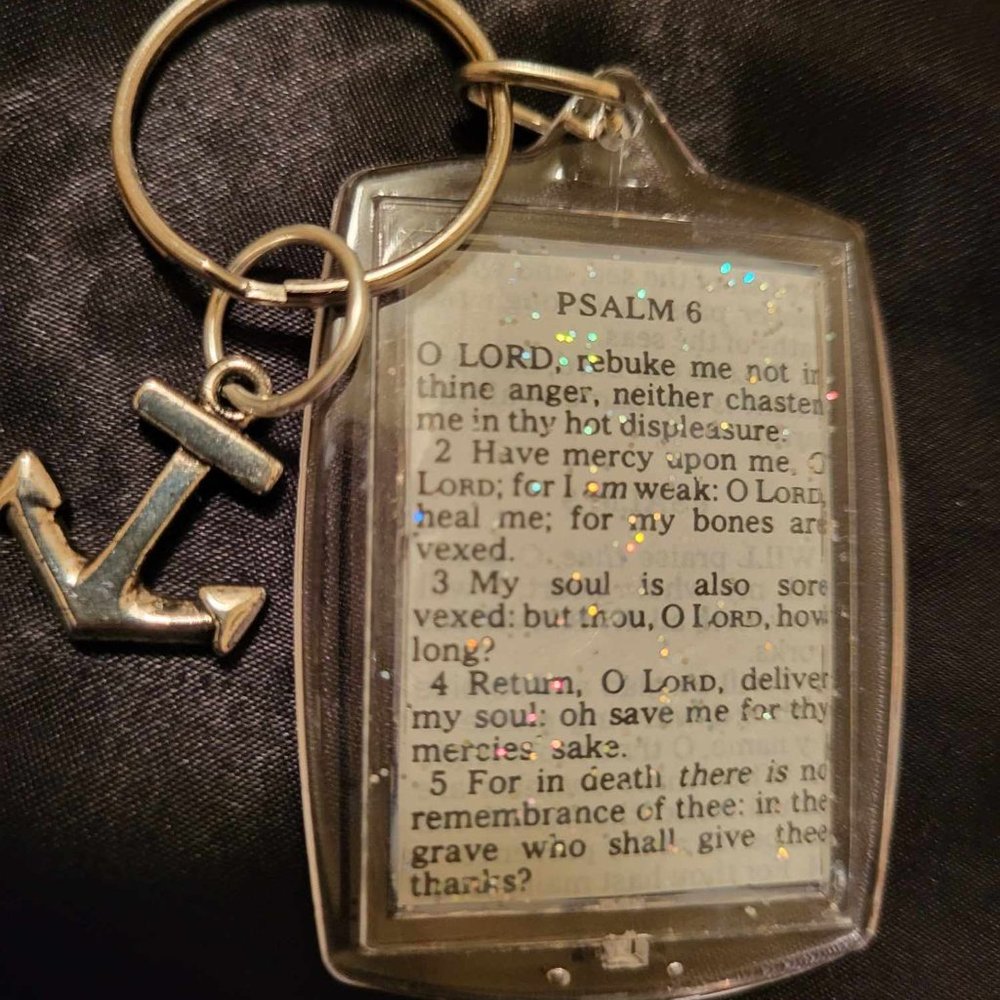 Bible Scripture Keychain with Metal Anchor Pendant